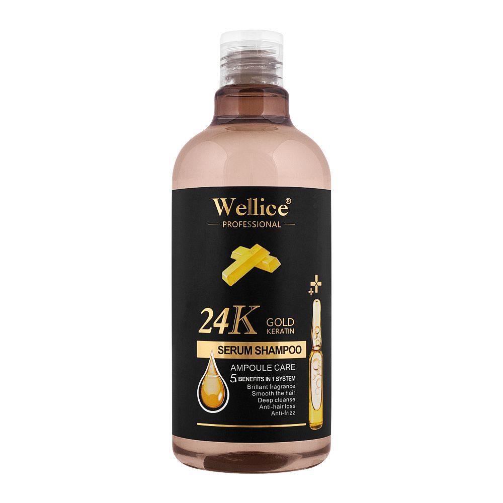 Wellice 24K Gold Keratin Ampoule Care Serum Shampoo, 500ml