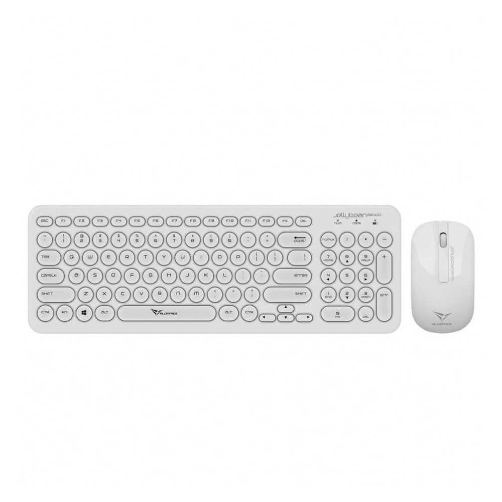 Alcatroz Jelly Bean A2000 2.4Ghz Wireless Keyboard And Mouse, White/White