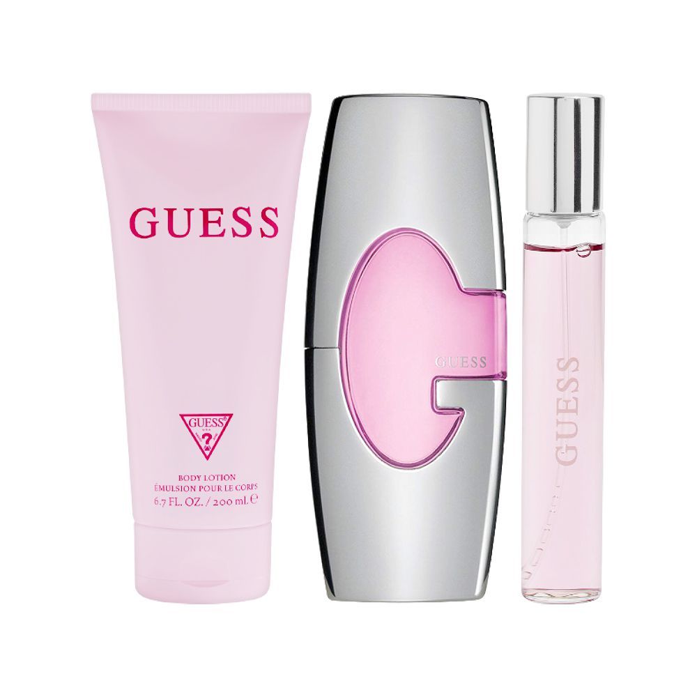 Guess Gift Set For Women, Eau De Parfum 75ml + Body Lotion 200ml + Travel Spray 15ml