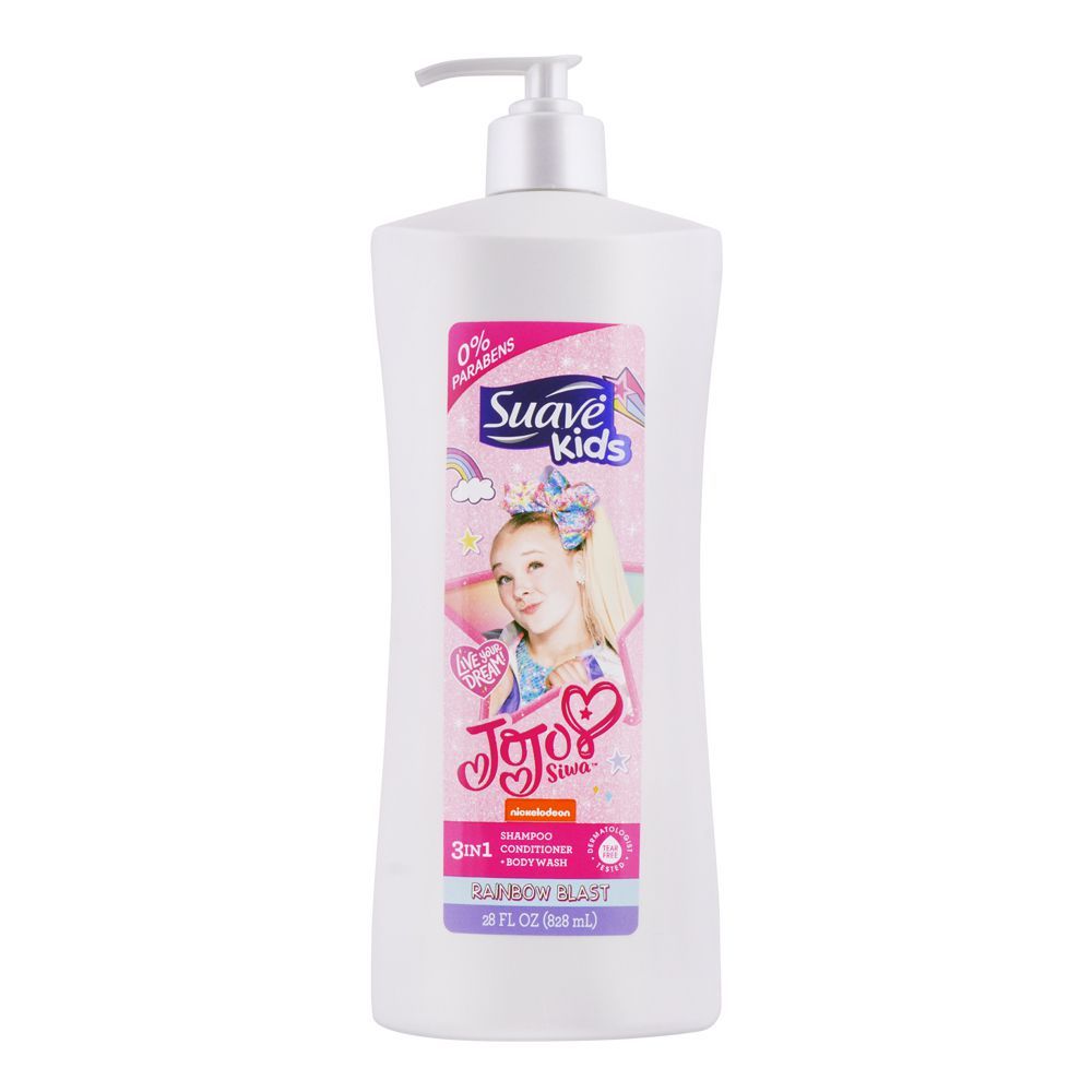 Suave Kids Jojo Siwa Rainbow Blast 3in1 Shampoo+Conditioner+Body Wash, 828ml