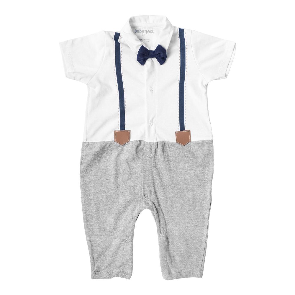 Baby Nest Fancy Romper For Baby/Toddler With Bow, 002 Gray 
