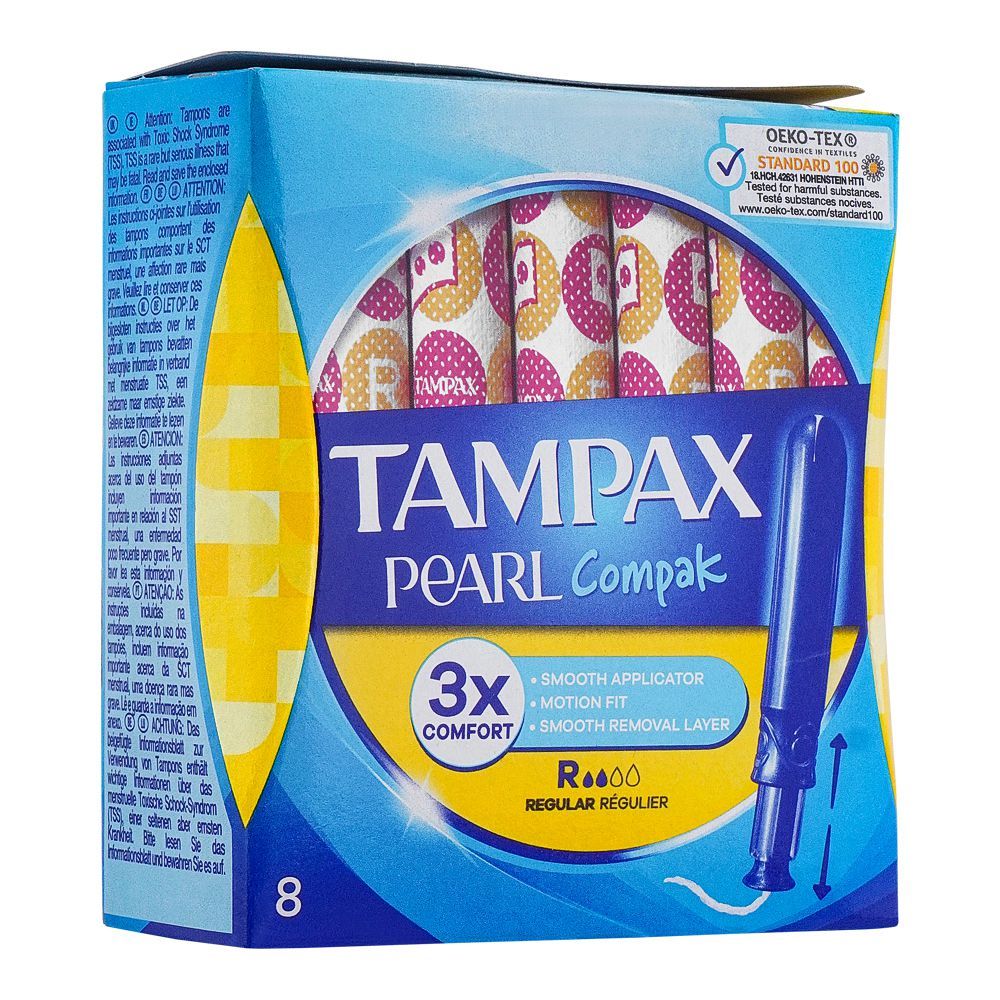 Tampax Pearl Compak 3x Comfort Regular Tampoons, 8-Pack