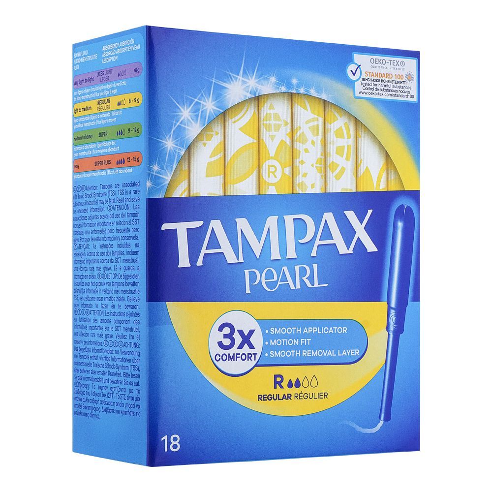 Tampax Pearl 3x Comfort Regular Tampoons, 18-Pack