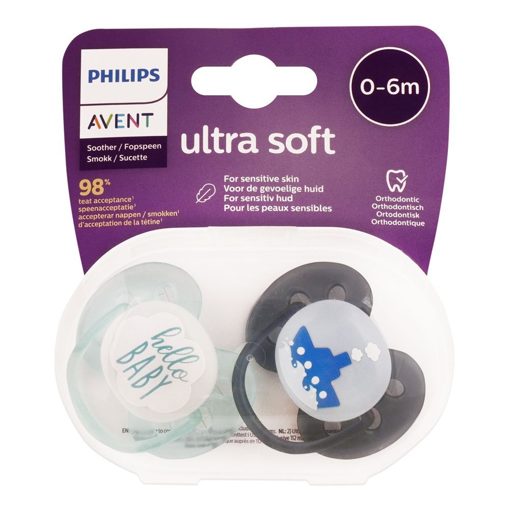 Avent Ultra Soft Soothers, 2-Pack, 0-6m, SCF222/01