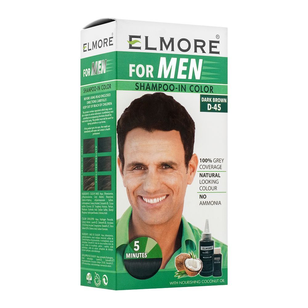 Elmore For Men Shampoo-In-Color, D-45, Dark Brown