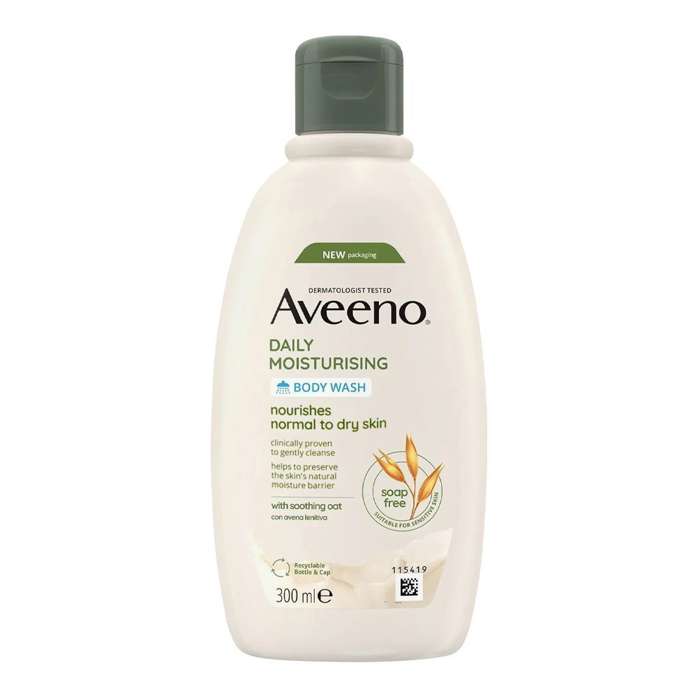 Aveeno Daily Moisturising Soap, Free Body Wash, Normal To Dry Skin, 300ml