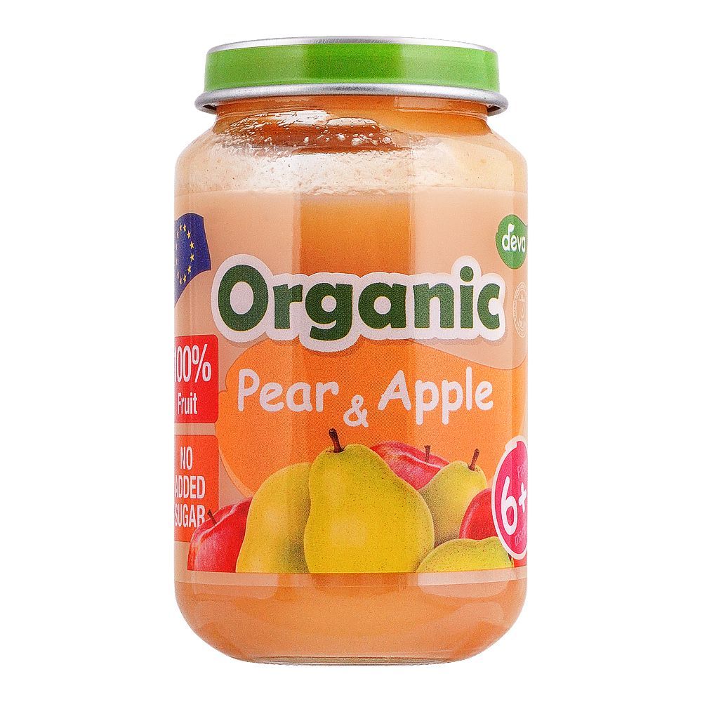 Deva Organic Pear & Apple Baby Food, No Added Sugar, 6+, 190g