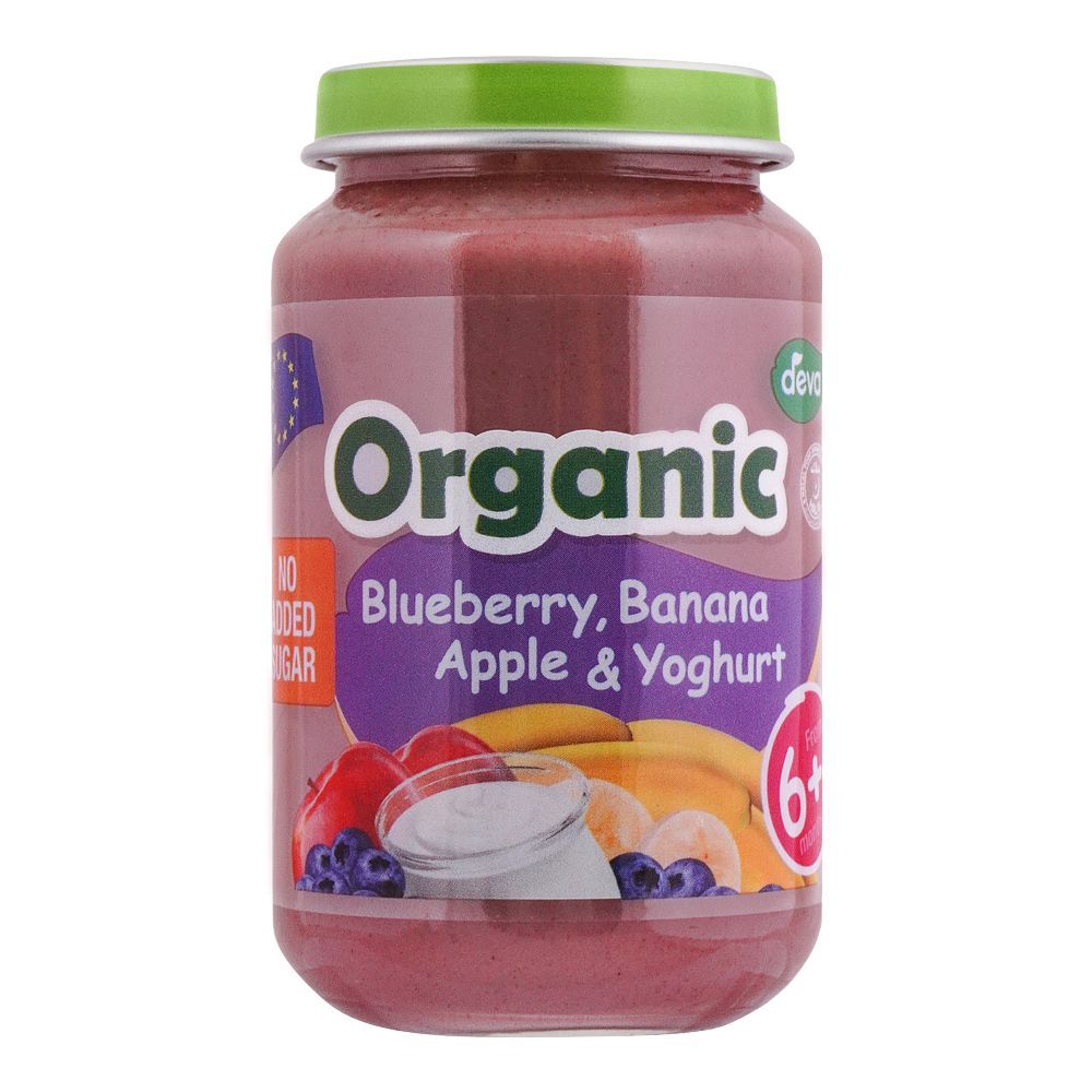 Deva Organic Blueberry, Banana, Apple & Yoghurt Baby Food, No Added Sugar, 6+, 190g