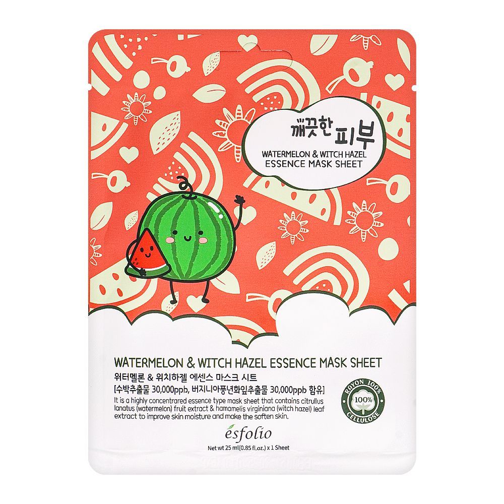 Esfolio Watermelon & Witch Hazel Essence Mask Sheet, 25ml