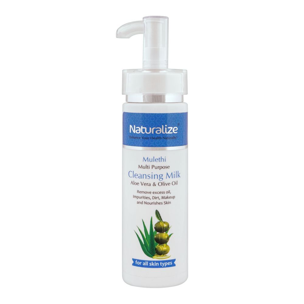 Naturalize Mulethi Multi Purpose Aloe Vera & Olive Oil Cleansing Milk, For All Skin Types, 175ml