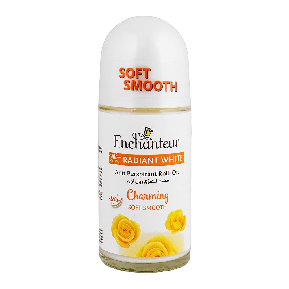 Enchanteur Radiant White Soft Smooth Charming Roll-On For Women, 48 Hours Lasting, Anti-Perspirant, 50ml