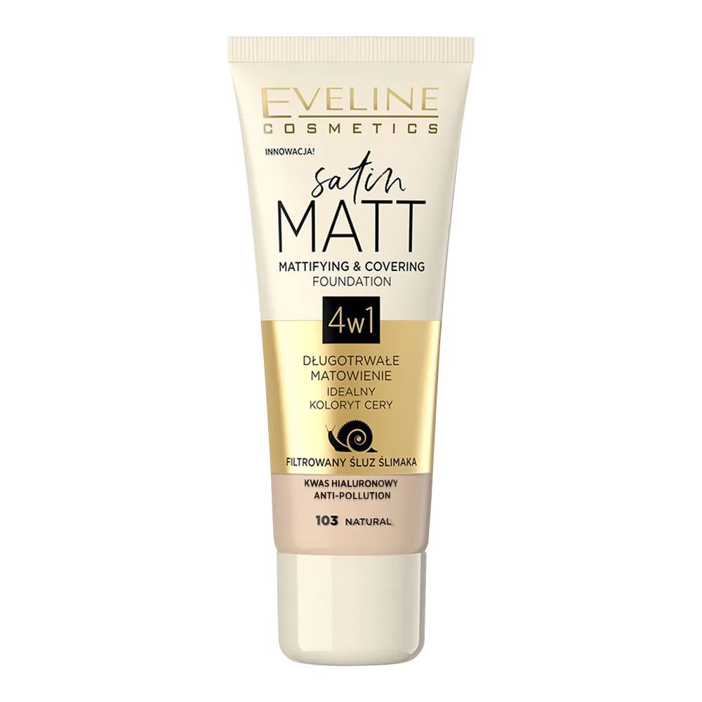 Eveline Satin Matt 4in1 Mattifying & Covering Foundation, 103, Natural