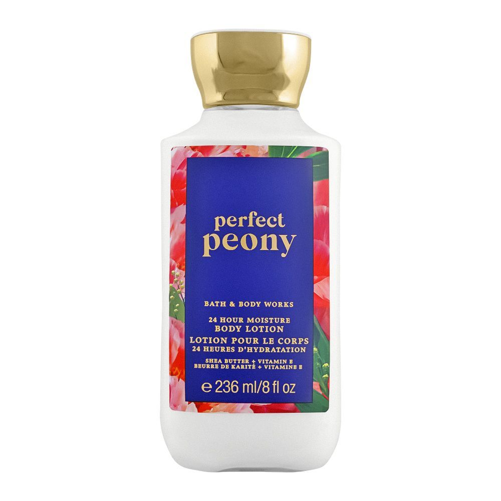 Bath & Body Works Perfect Peony 24H Moisture Body Lotion, Shea Butter + Vitamin E Body Lotion, Lotion Pour Le Corps, 236ml