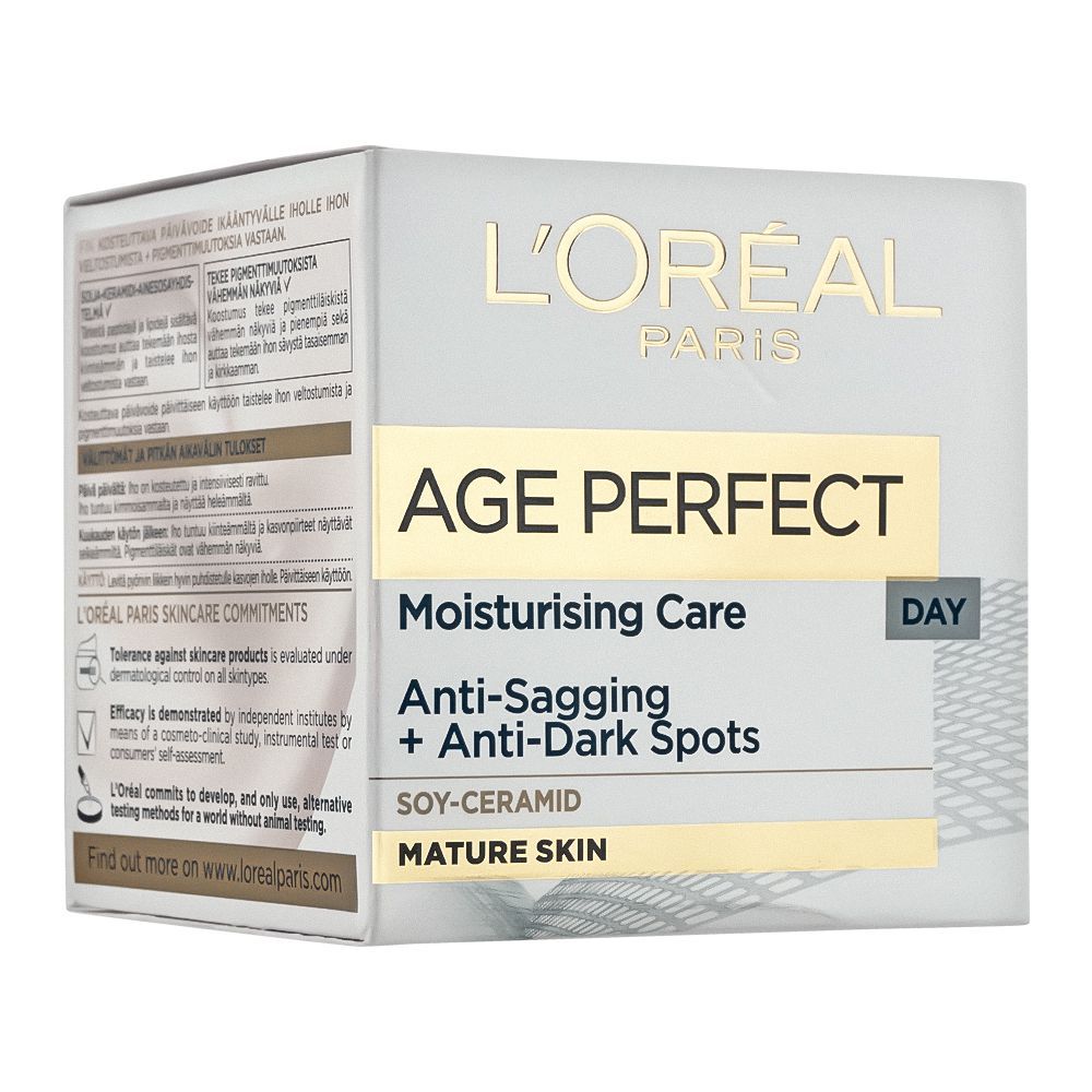 L'Oreal Paris Age Perfect Moisturising Care Day Cream, Anti-Sagging + Anti-Dark Spots, Soy Ceramid, For Mature Skin, 50ml