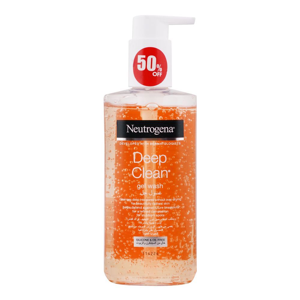 Neutrogena Deep Clean Gel Face Wash, Silicone & Oil Free, 200ml, Save 50%