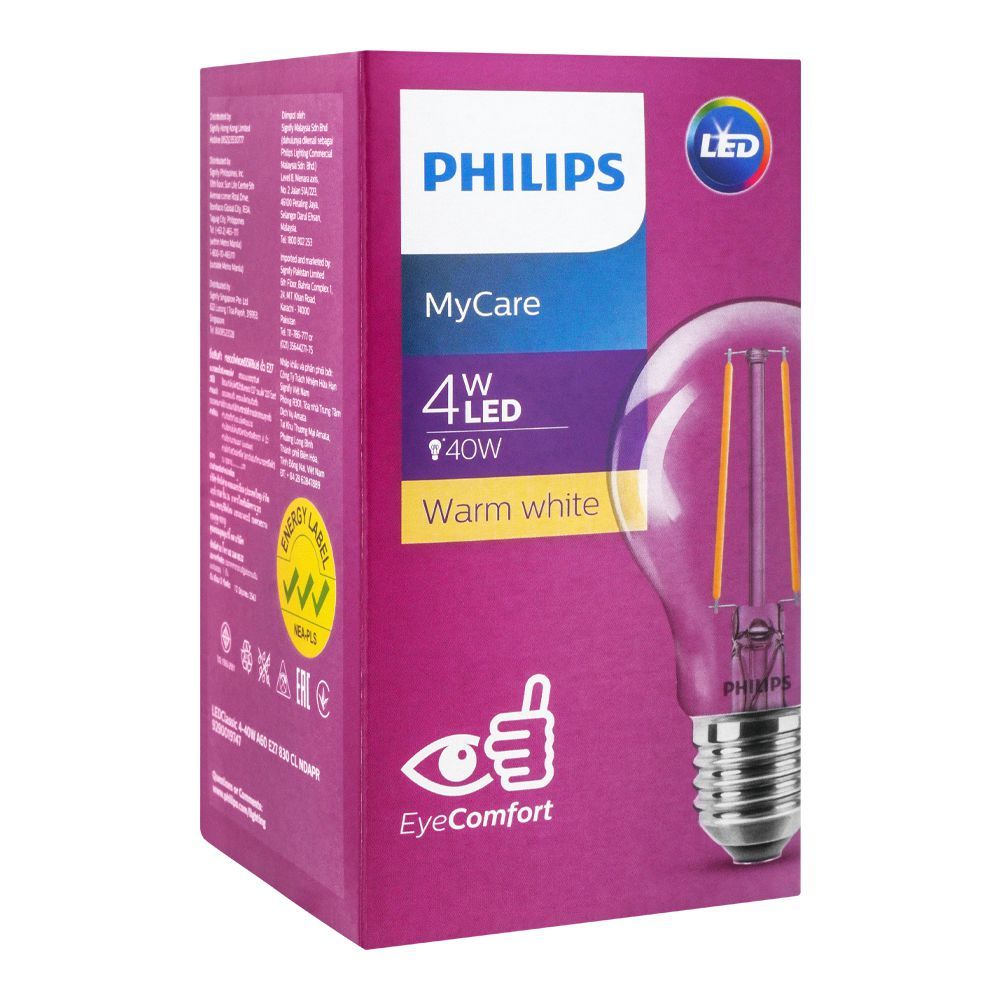 Philips Mycare LED Classic, 4-40W A60 E27, Warm White