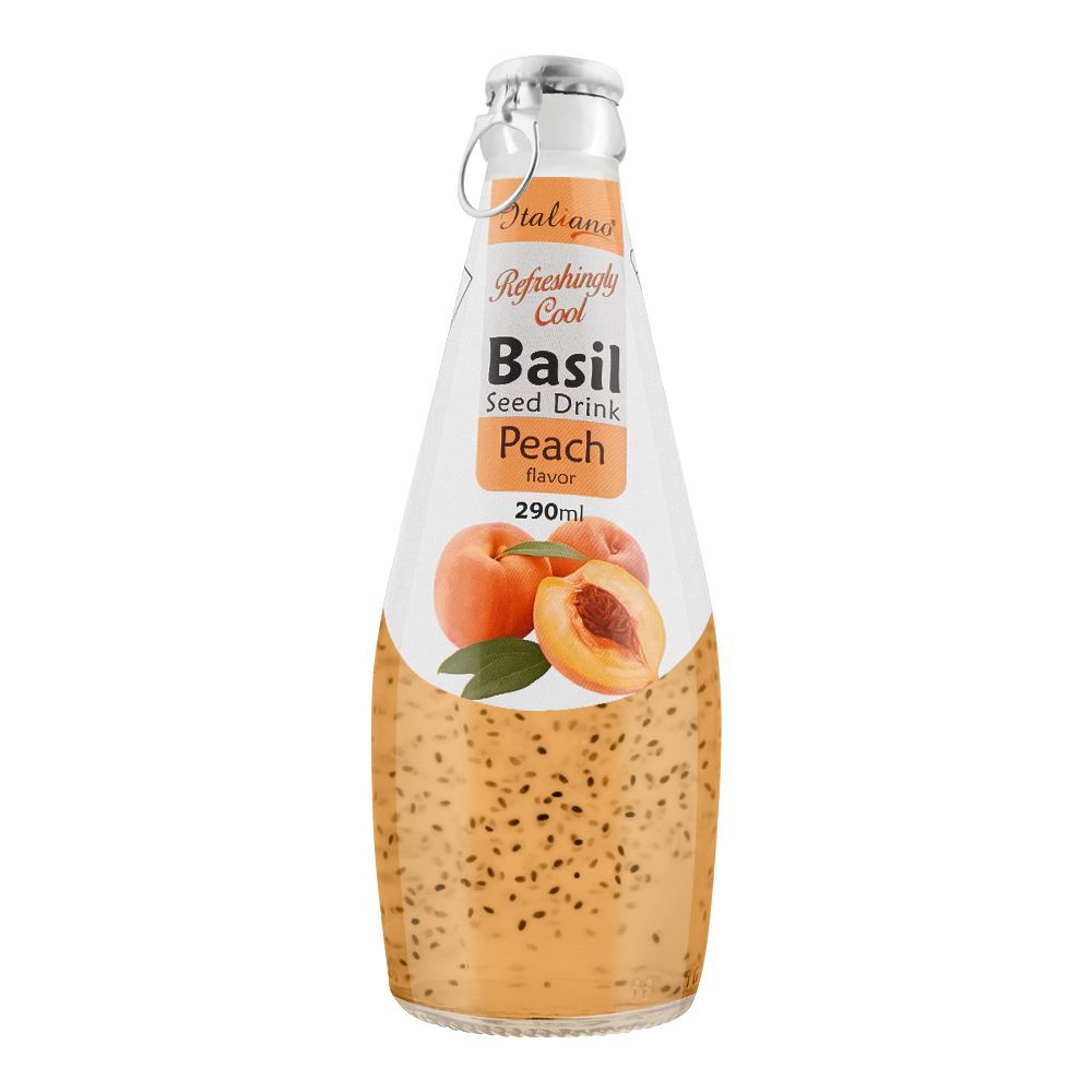 Italiano Peach Flavor Basil Seed Drink, 290ml