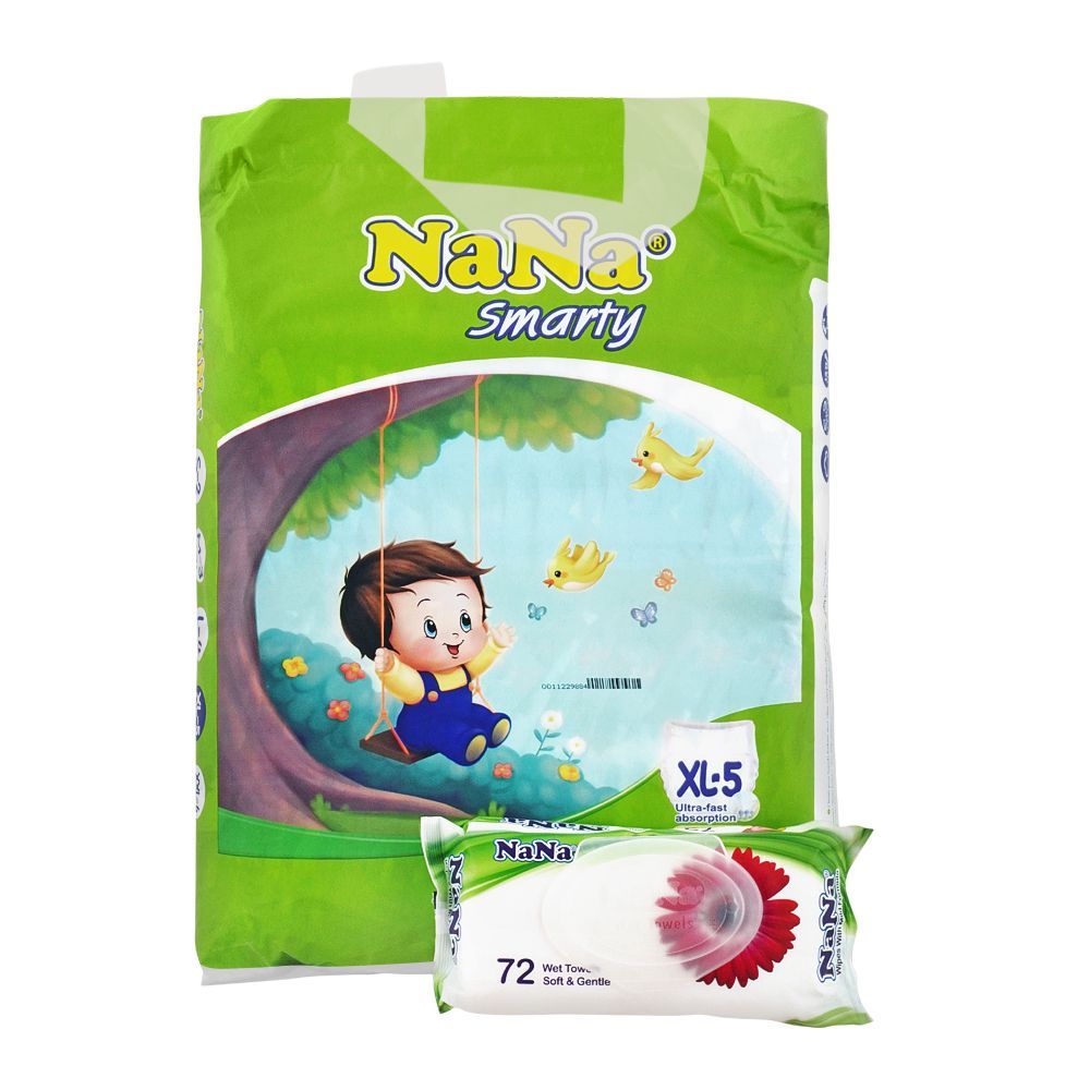 Nana Smarty Baby Diapers, X-Large, No. 5, 12-17kg, 54-Pack