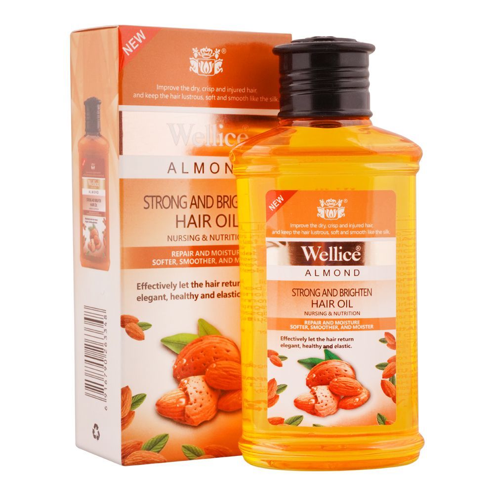 Wellice Almond Strong And Brighten Hair Oil, Repair & Moisture Softer, Smoother & Moister, 150ml