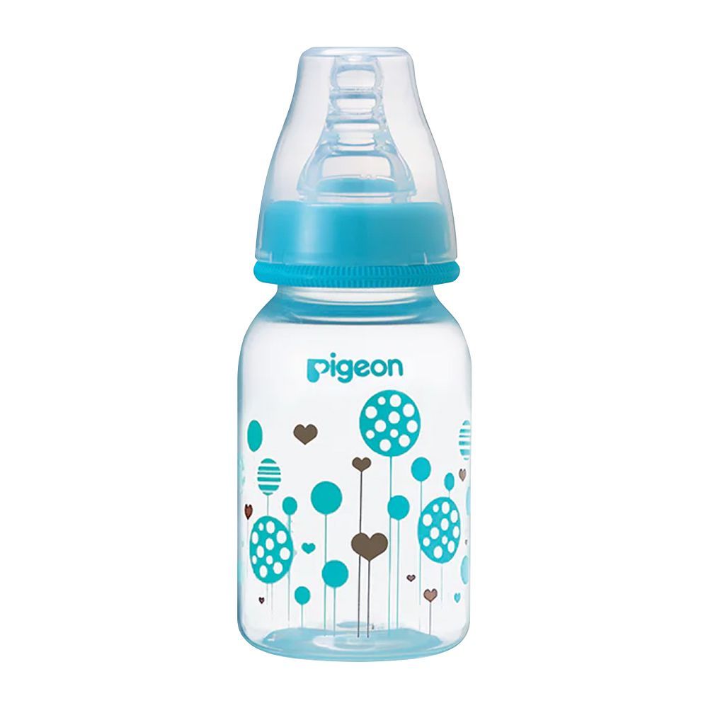 Pigeon Flexible Clear Soft & Elastic PP Feeding Bottle, Blue, 120ml, A79225