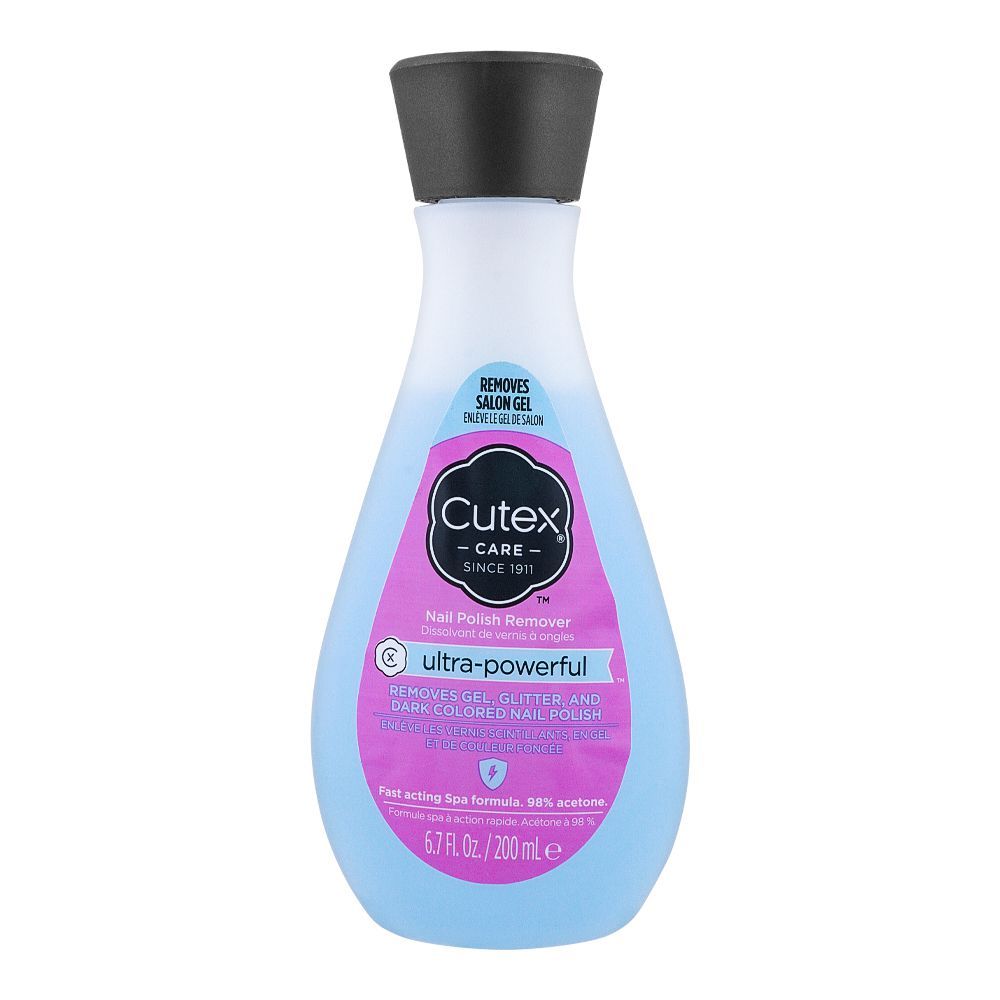 Cutex Care Ultra Powerful Nail Polish Remover, Removes Gel, Glitter & Dark Colored Nail Polish, 200ml