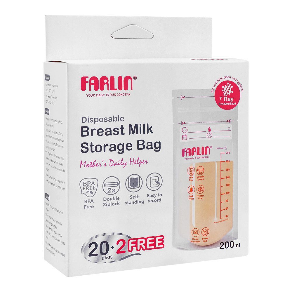 Farlin Disposable Breast Milk Storage Bag, 20-Pack, 200ml, BP-869-2