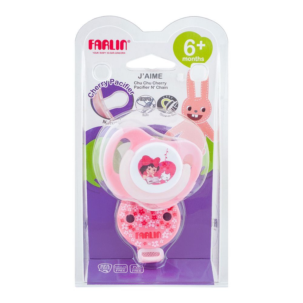 Farlin J' Aime Chu Chu Cherry Natural Pacifier N' Chain, 6 Months+, BA-20009