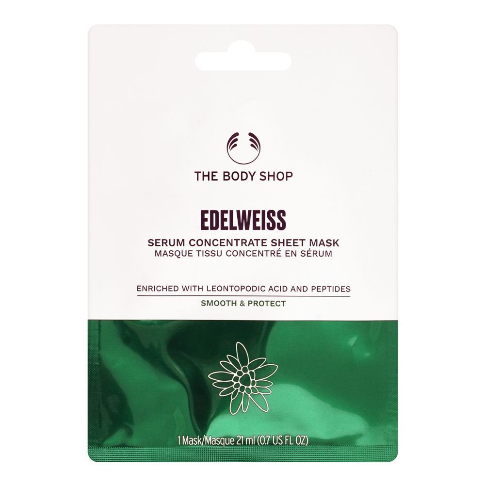 The Body Shop Edelweiss Serum Concentrate Sheet Mask, Smooth & Protect, 21ml