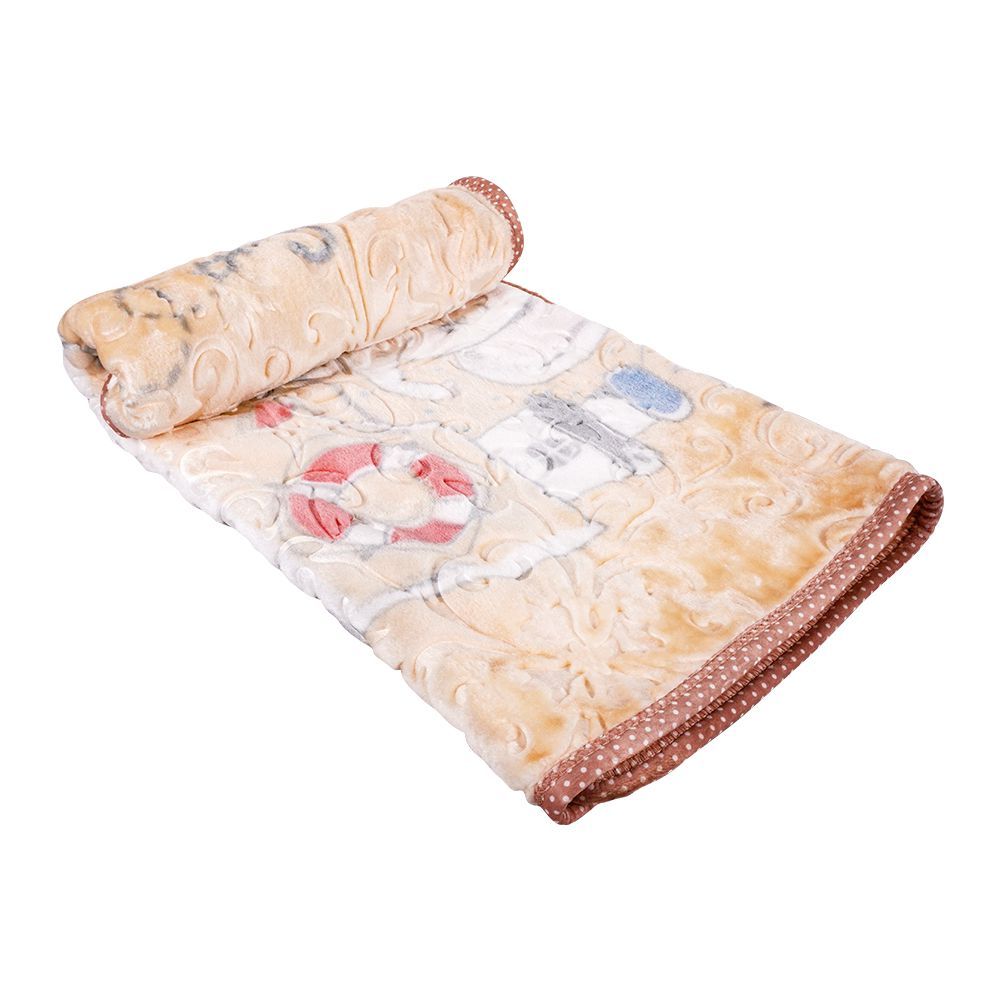 Plushmink Kitten Gold Silk Cloudy Cot Baby Blanket, Fawn