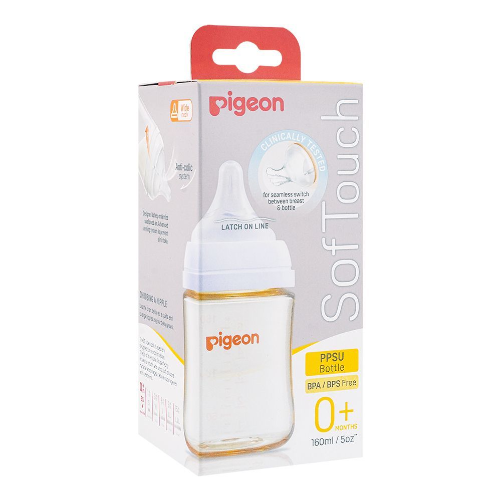 Pigeon Soft Touch Anti-Colic Wide Neck PPSU Bottle 160ml, A-79438