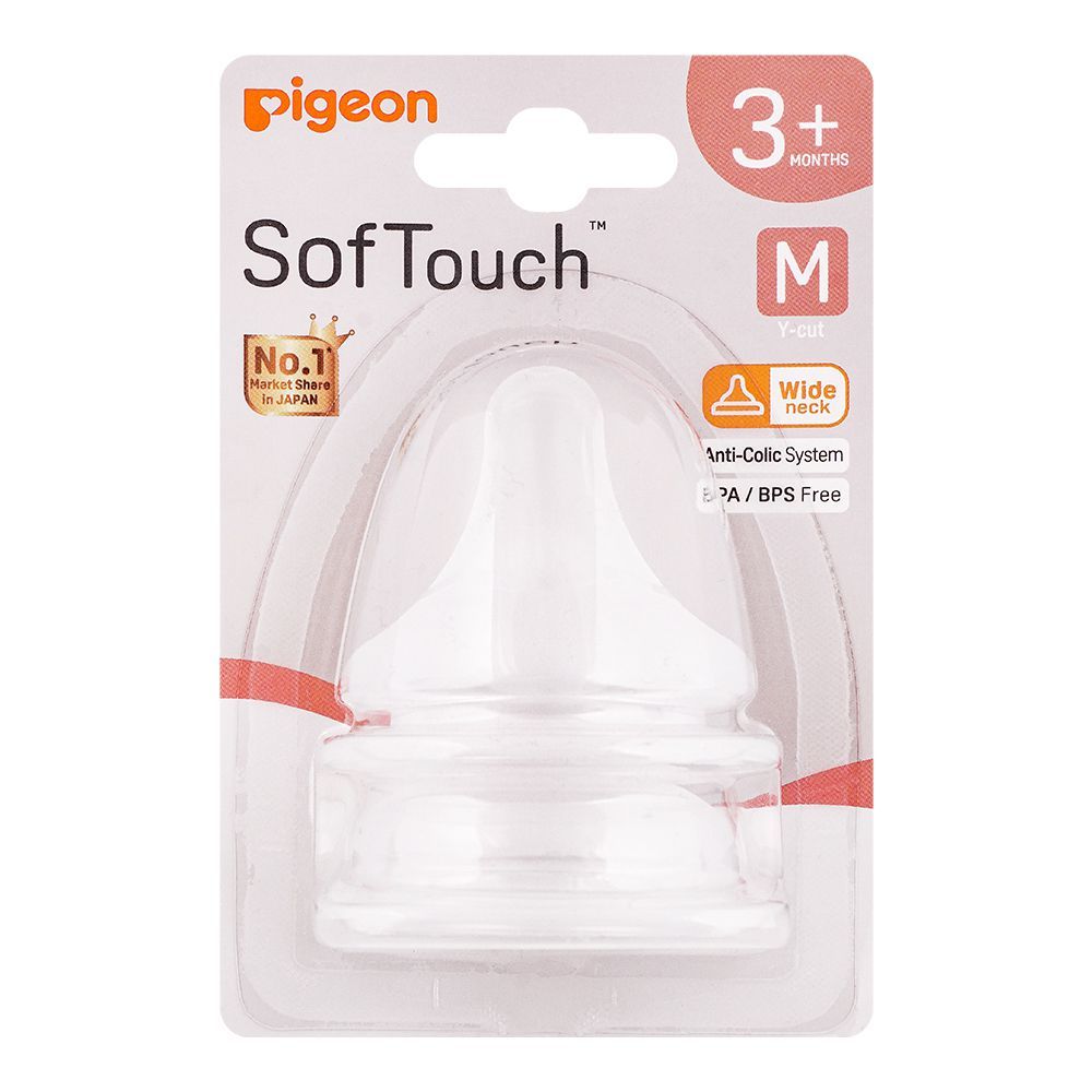 Pigeon SofTouch Y-Cut Wide Neck 3 Months+ Nipple, 2-Pack, B-79463