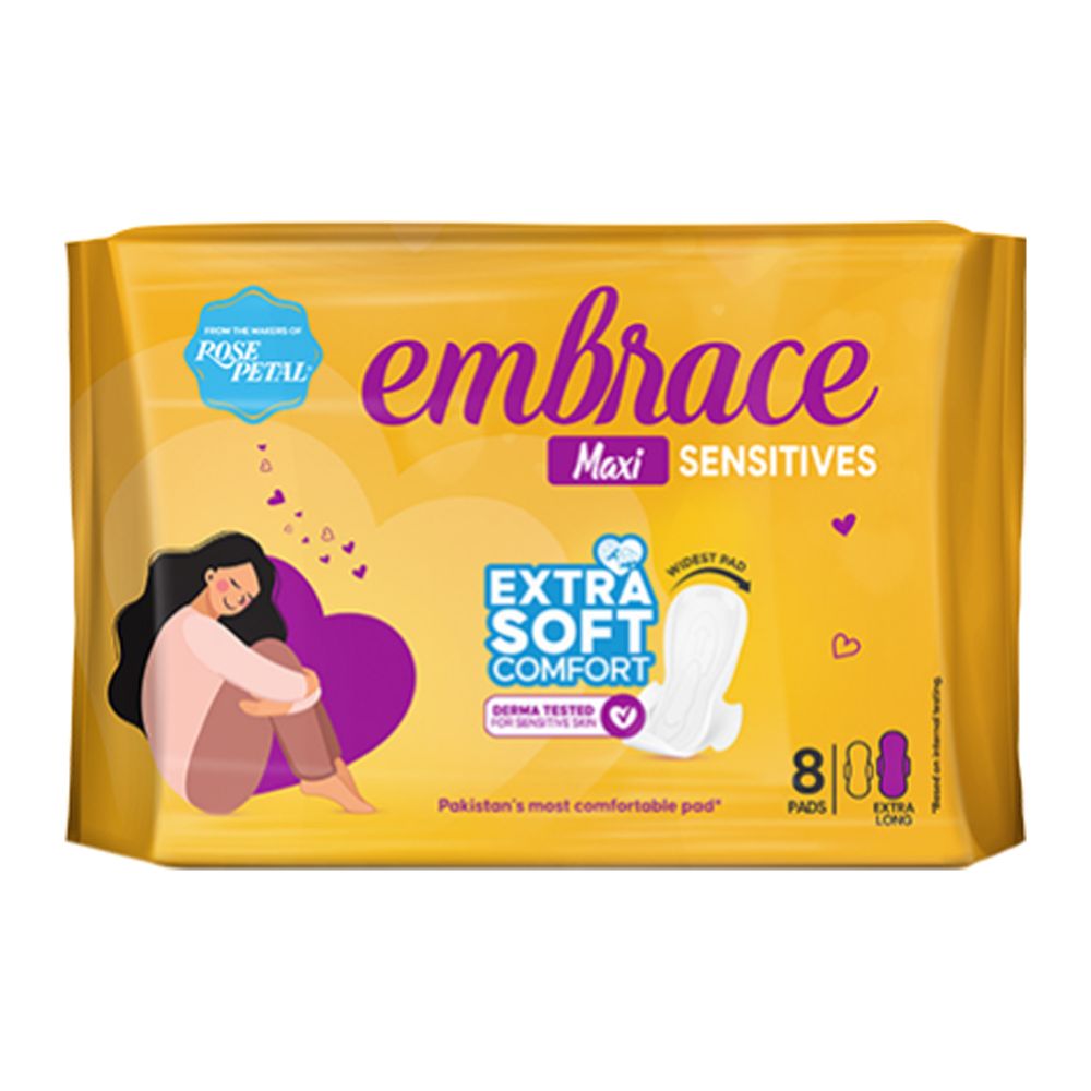 Embrace Sensitive Maxi Extra Long Pads, 8-Pack