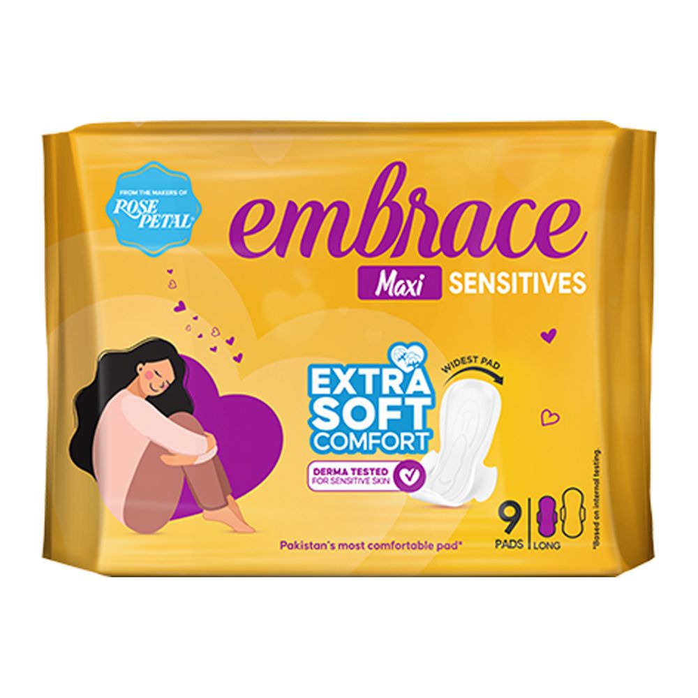 Embrace Sensitives Maxi Pads, Long, 9-Pack