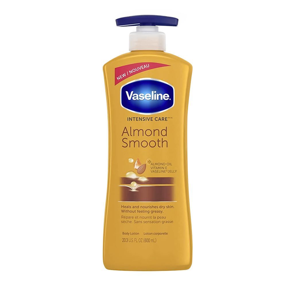 Vaseline Intensive Care Almond Smooth Body Lotion Pump, For Dry Skin, 600ml