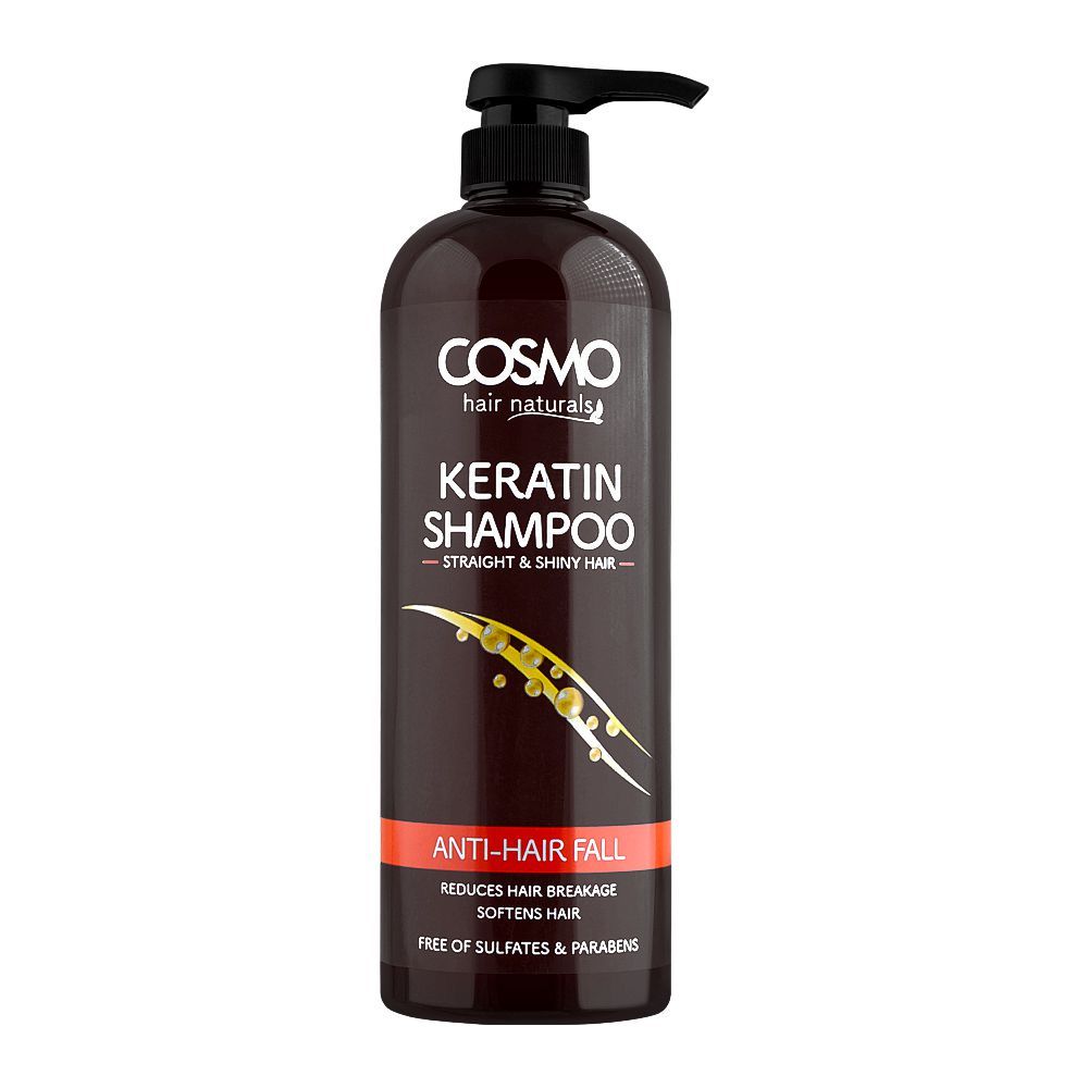 Cosmo Hair Naturals Anti Hair Fall Keratin Shampoo, Straight & Shiny Hair, Reduces Hair Breakage, 1000ml