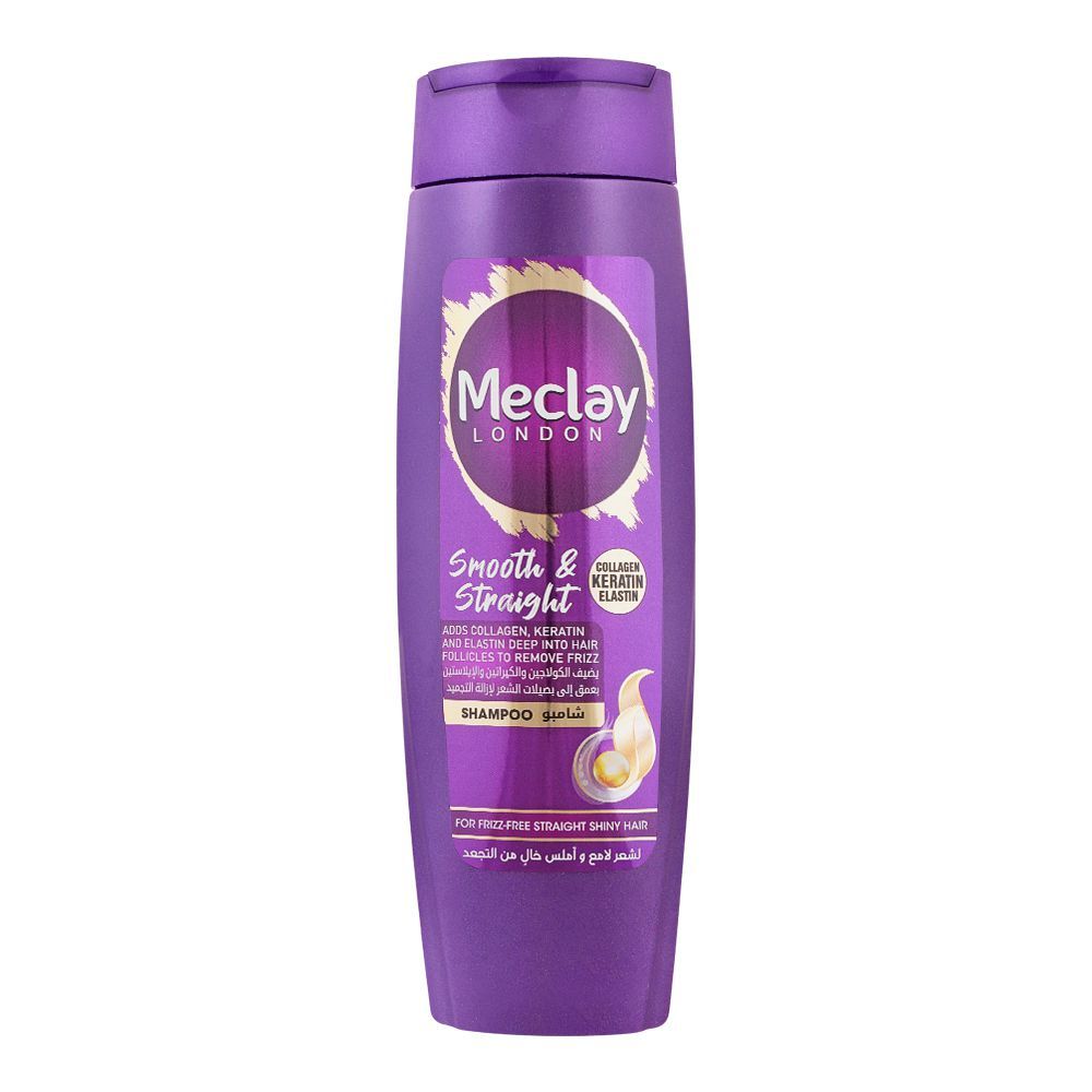 Meclay London Collagen Keratin Elastin Smooth & Straight Shampoo, For Frizz-Free Straight Shiny Hair, 360ml