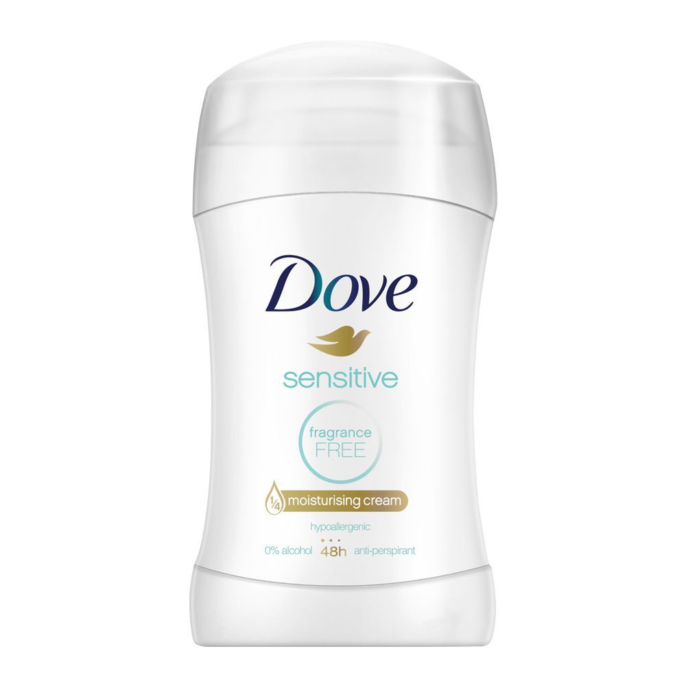 Dove Sensitive Fragrance Free Anti Perspirant Deodorant Stick, 40g