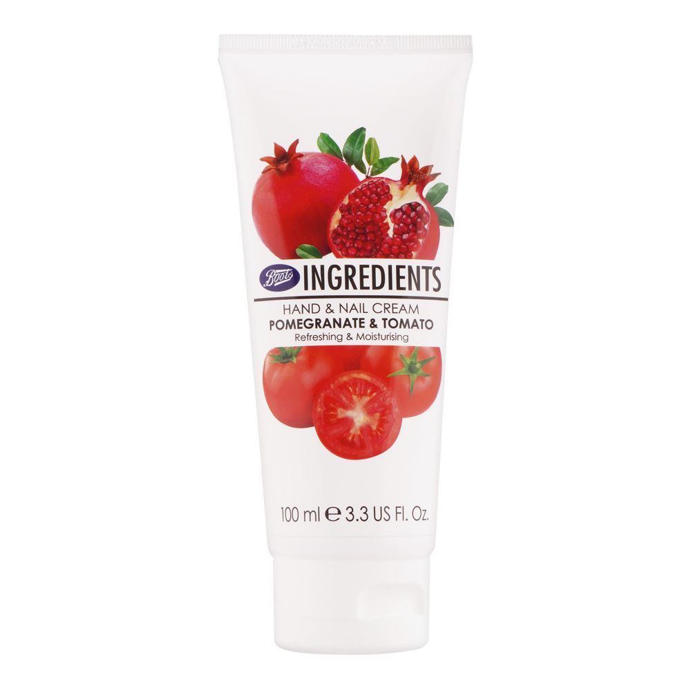 Boots Ingredients Pomegranate & Tomato Hand & Nail Cream, Refreshing & Moisturising, 100ml
