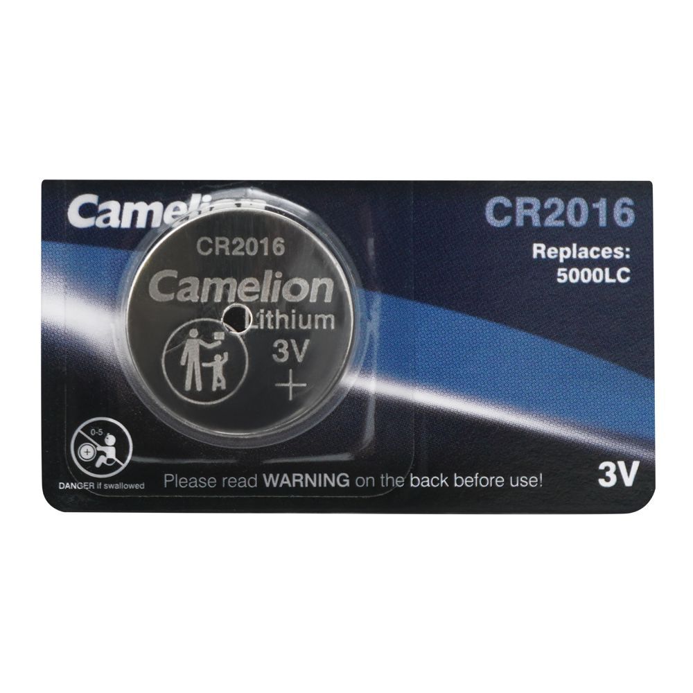 Camelion Lithium Battery, 3V, CR-2016-BP5