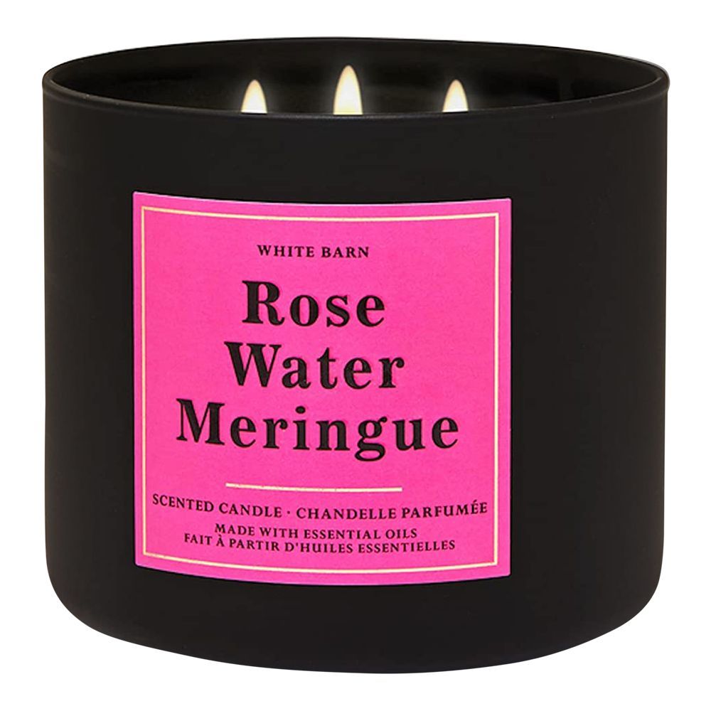 Bath & Body Works White Barn Rose Water Meringue Scented Candle, 411g