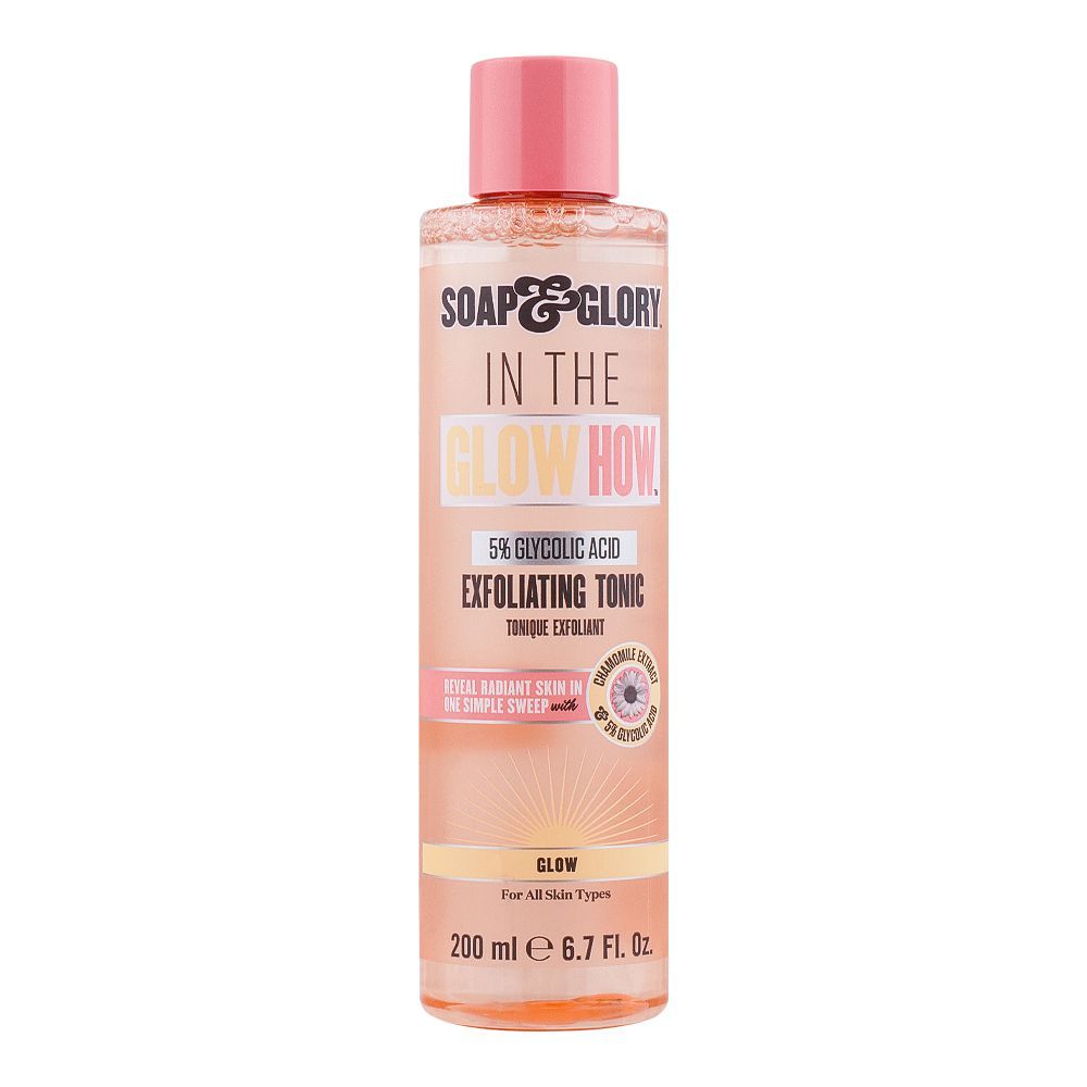 Soap & Glory In The Glow How 5% Glycolic Acid Exfoliating Tonic, For All Skin Types, 200ml
