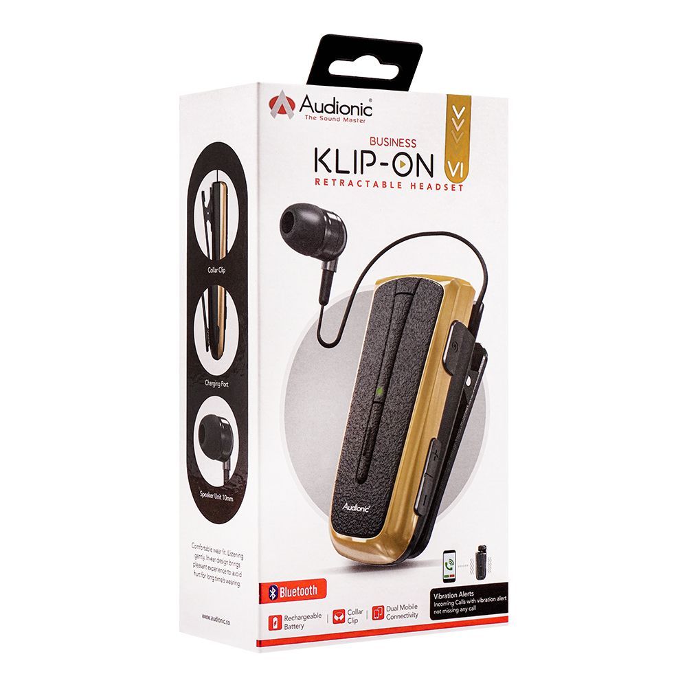 Audionic Business Klip-On Retractable Headset Klip-ON VI, Black