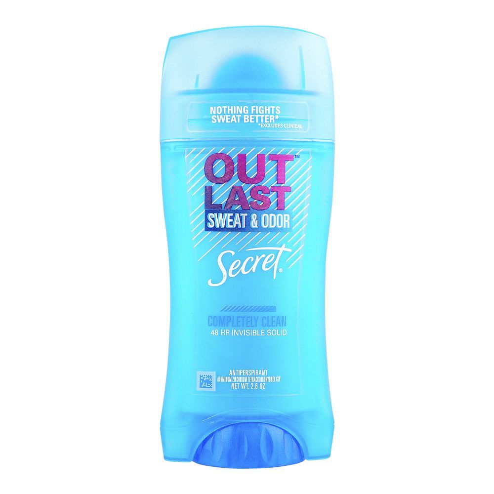 Secret Outlast Sweat & Odor Completely Clean 48HR Invisible Solid Deodorant Stick, For Women, 73g