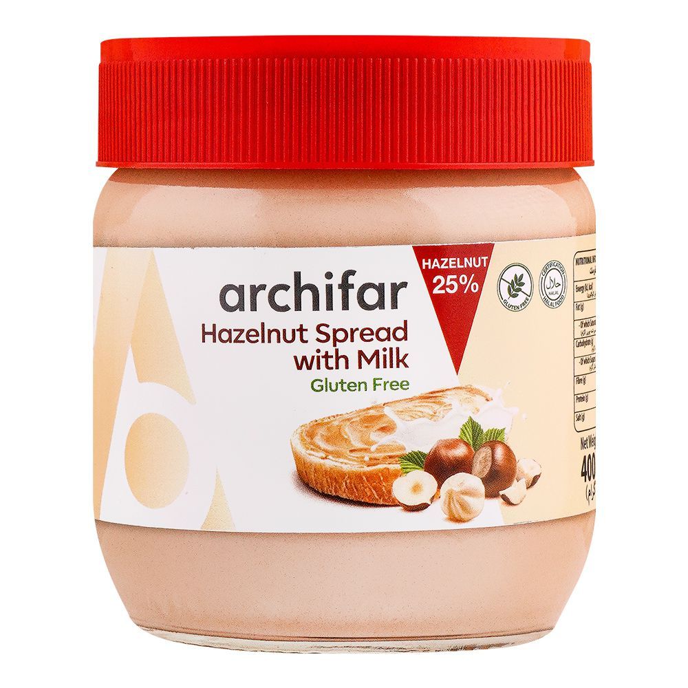 Archifar Hazelnut Spread With Milk, Gluten Free 25%, 400g