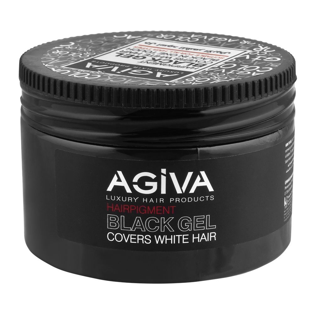 Agiva Professional Hair Pigment Black Gel, Covers White Hair, 250ml