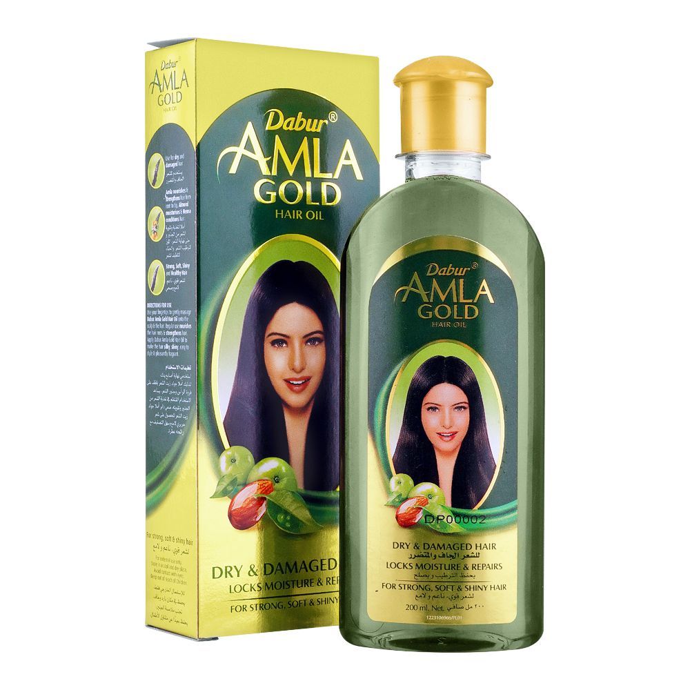 Dabur Amla Gold Dry & Damaged Hair Oil, Locks Moisture & Repairs, 200ml
