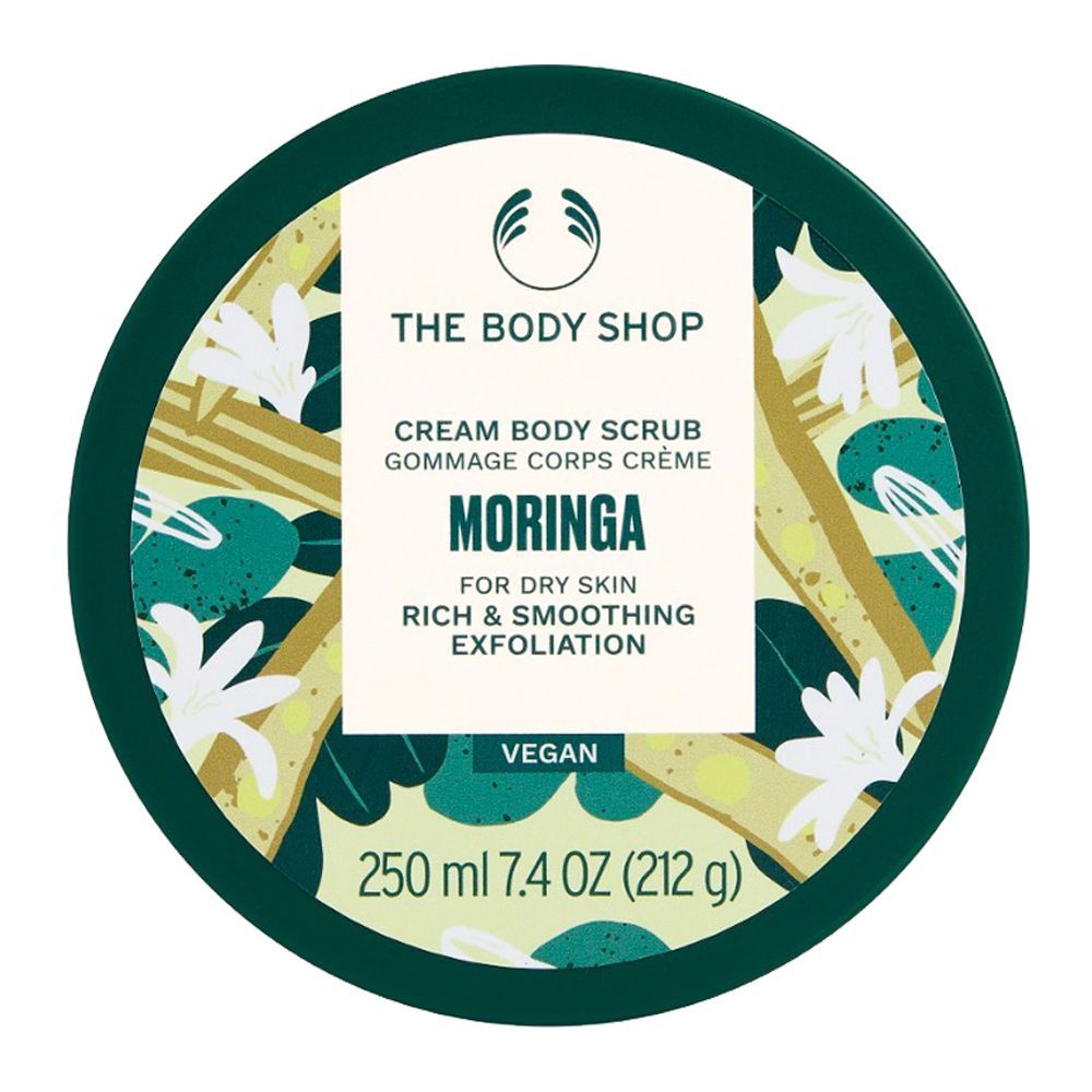 The Body Shop Moringa Cream Body Scrub, Rich & Smoothing Exfoliation, Vegan, For Dry Skin, 250ml