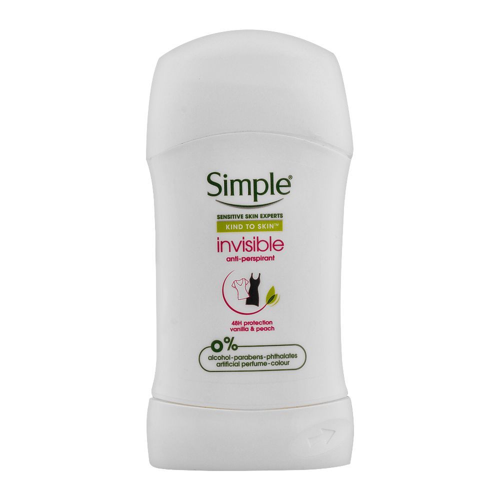 Simple Sensitive Skin Experts Invisible Anti-Perspirant Deodorant Stick, For Women, 40ml