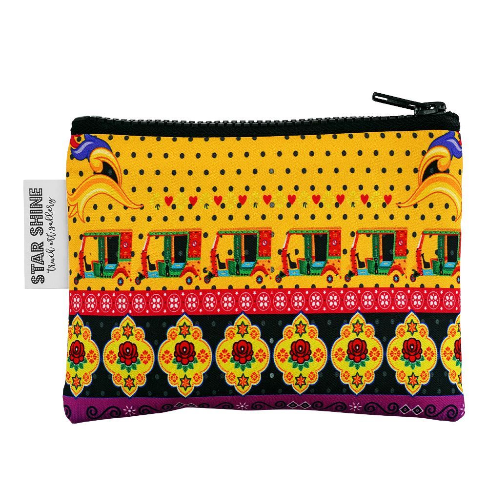 Star Shine Truck Art, Rickshaw (Yellow) Zipper Pouch, ZP07