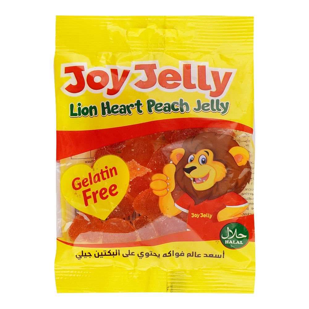Joy Jelly Lion Heart Peach, Gelatin-Free, Pouch 80g